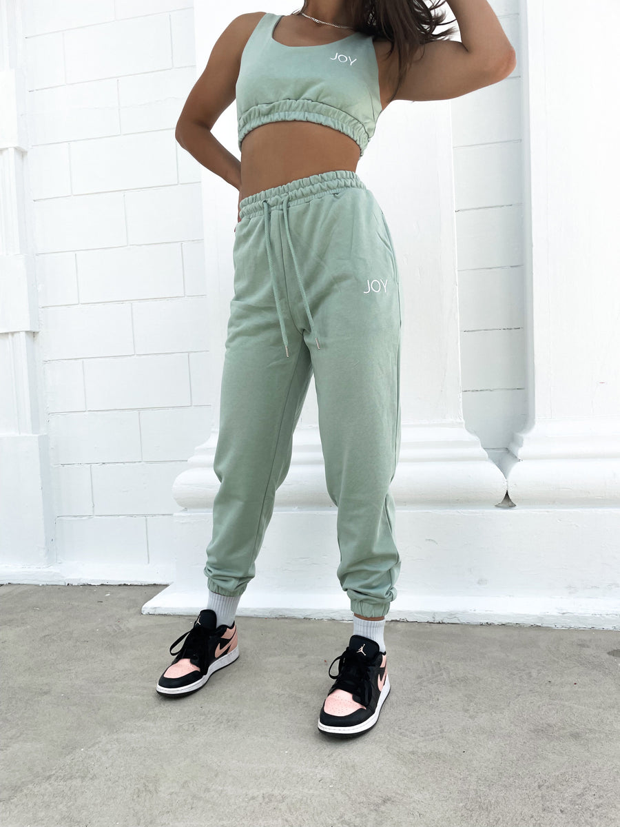 Coffee Run Cutie High Waist Butter Soft Joggers in Mint